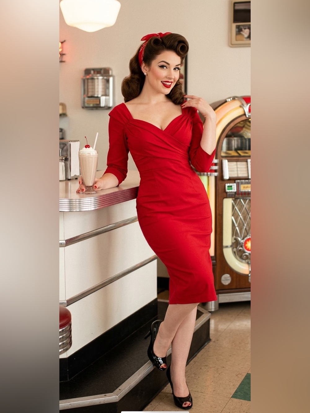 Rock Steady Classic Pinup Ruched Wrap Dress | Red | Size XL, NWT